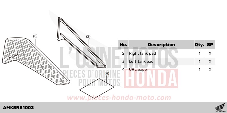 KIT,SIDE TANK PAD de Africa Twin DCT GRAND PRIX RED (R380B) 2024